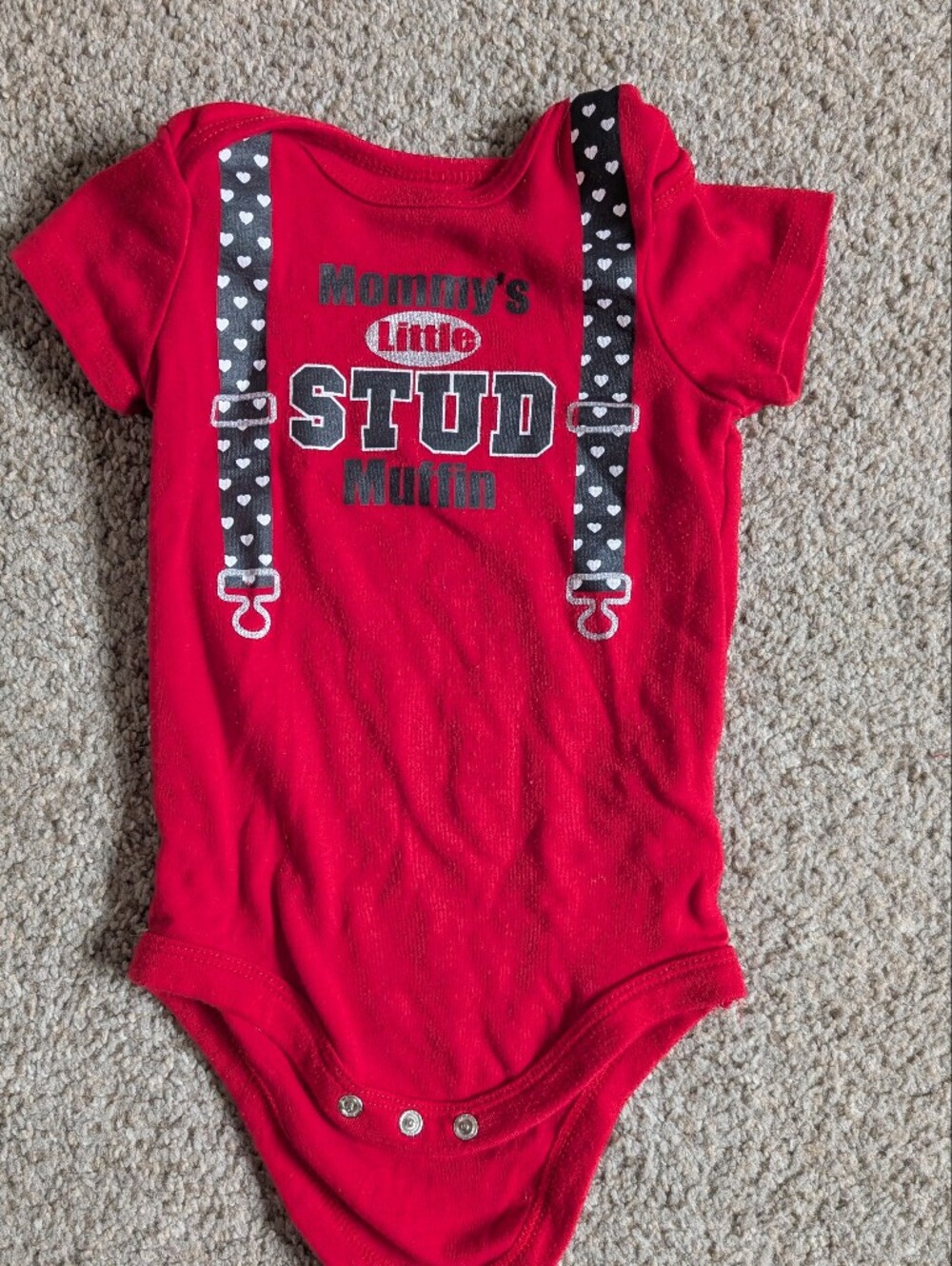 wonder nation Red "Mommy's Little Stud Muffin" One-Piece